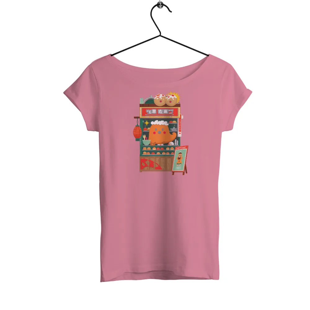 TShirt Printing: Takoyaki Street Food Stall | Pop Culture Tees|Cute orange creature serving takoyaki