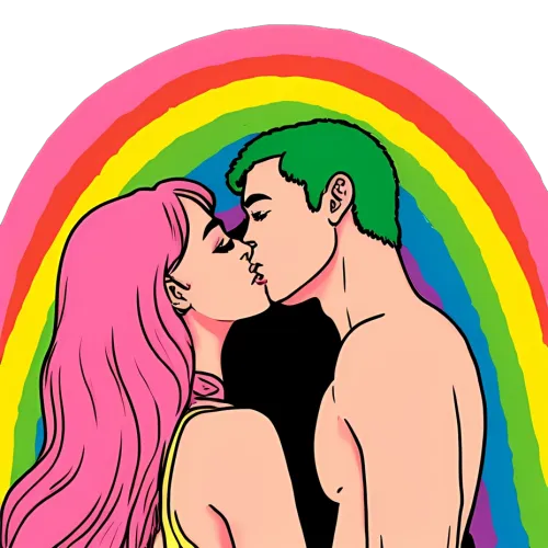 TShirt Design: Love Under the Rainbow - Artistic Pop Culture