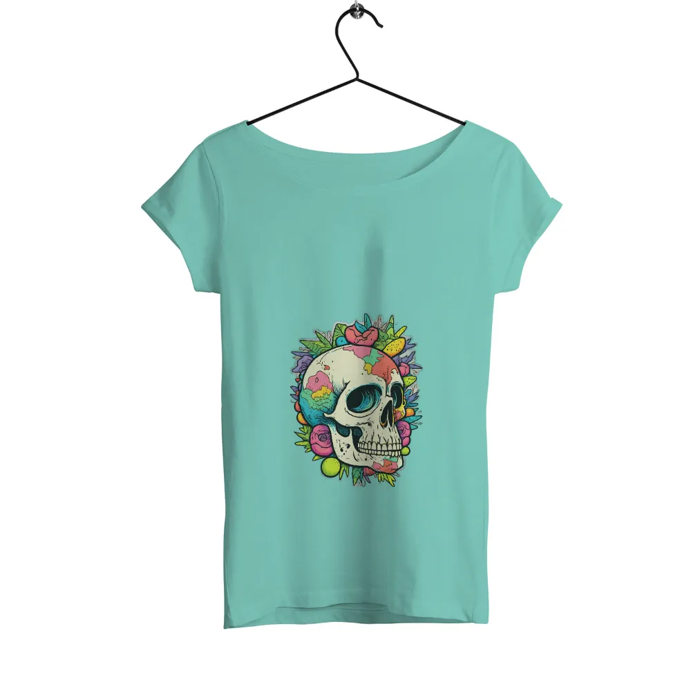 T-Shirts Custom: Vibrant Skull & Flowers - Celebrate Life and Death|skull shirt animal crossing