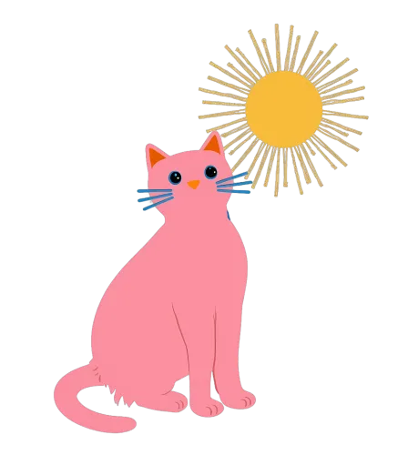 Custom T-Shirt Printing: Pink Cat and Sun - Hope and Happiness