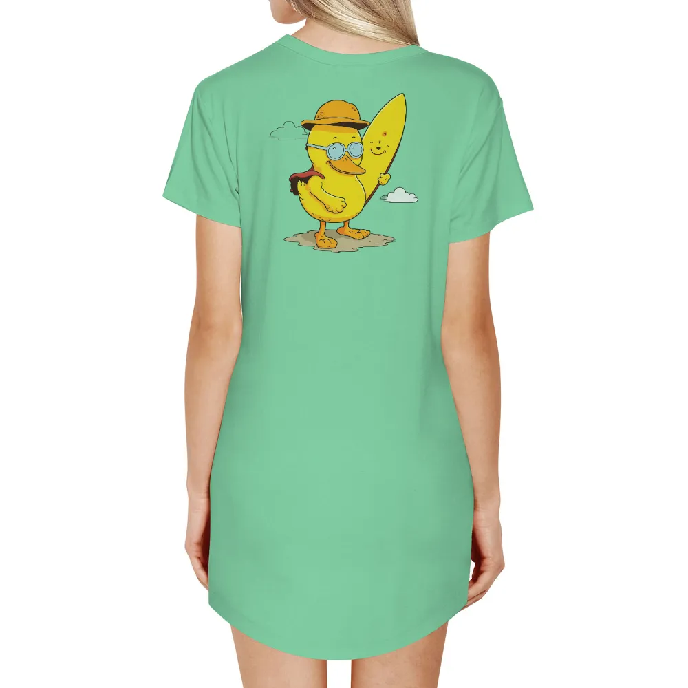 Tee Shirts Printed: Quackley the Duck Surfer Adventure| Quackley the surfer duck