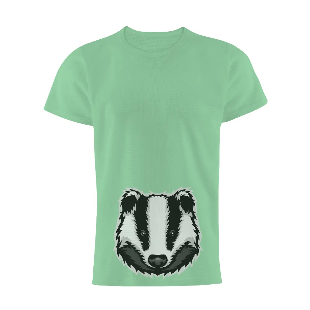 T-Shirts Pattern: Bold Badger Face - Adventure and Resilience|t shirt painting on nature