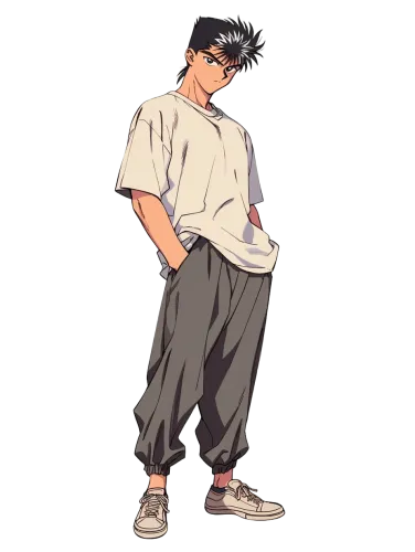 Yusuke Urameshi in Casual Outfit - yu yu hakusho t shirt vintage