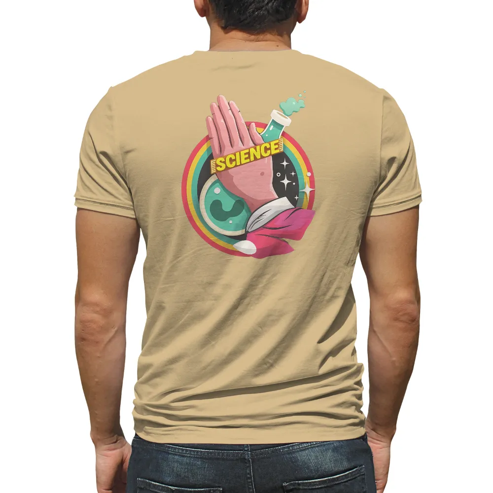 Science Graphic Tees | Whimsical Hand and Beaker Design| Playful and vibrant T-shirt