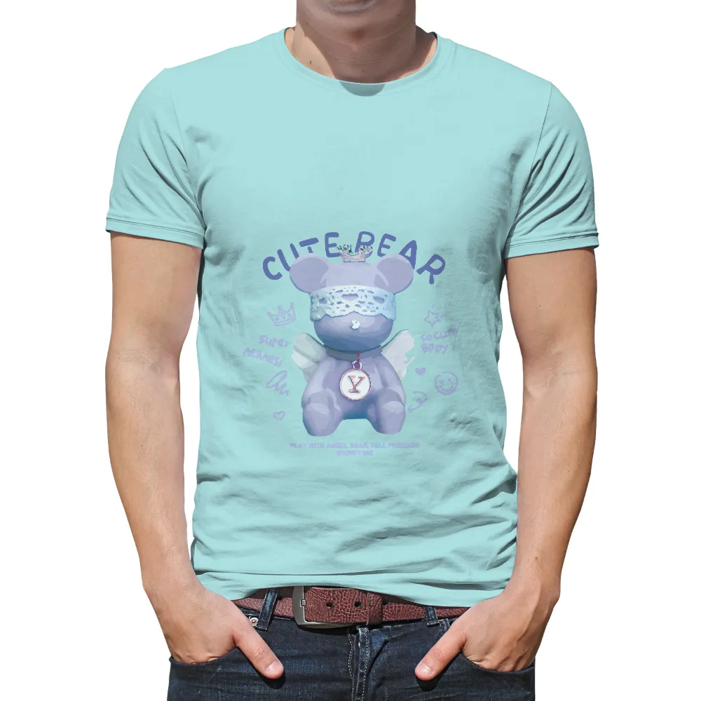 T-Shirts Pattern: Adorable Purple Teddy Bear with Lace Collar and Sparkling Gem|cyanide and happiness shirt