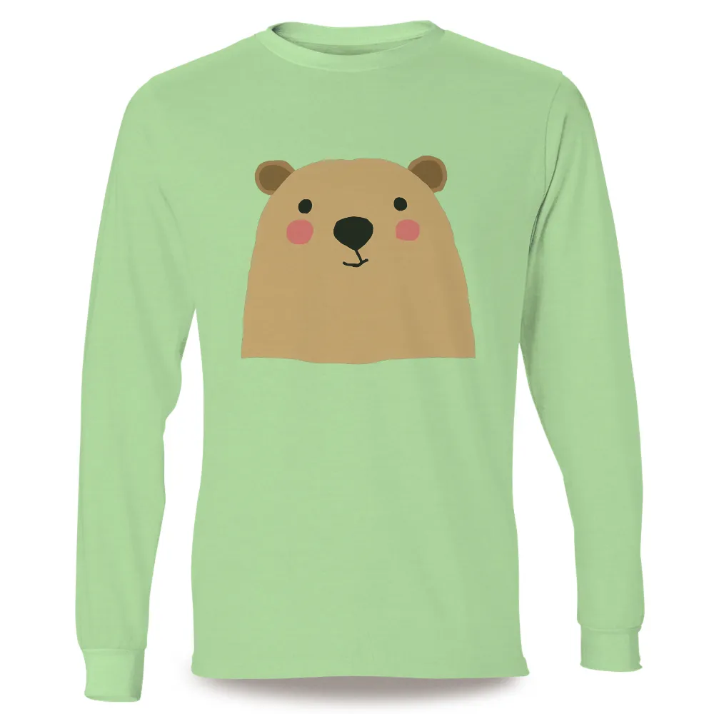 Graphic Tees: Adorable Bear Face - Minimalist Comfort Design|cute spring shirts for women