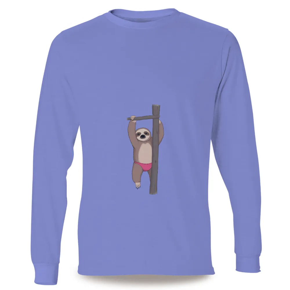 T-Shirt Printing: Whimsical Sloth in Pink Underwear - Funny & Quirky Design|sloth superman t shirt