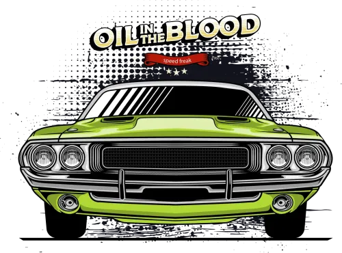 Graphic Tees: Oil in the Blood - Muscle Car Enthusiast