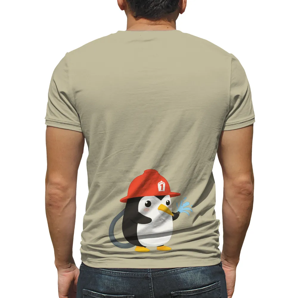 Tee Shirts Printed: Firefighter Penguin - Brave Hero|cute 4th of july tees