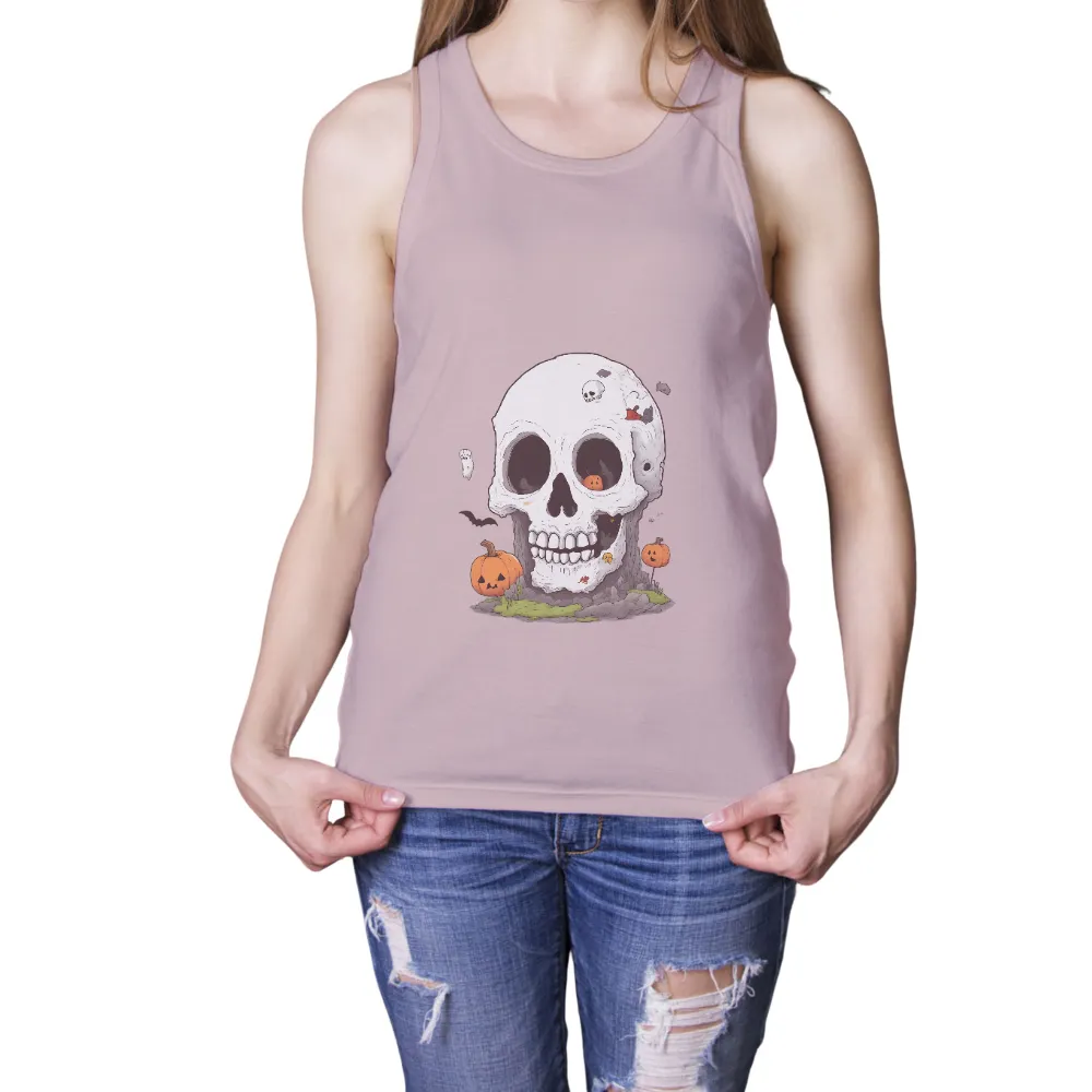 Tee Shirts Printed: Halloween Skull with Ghosts and Bats|dallas stars robertson