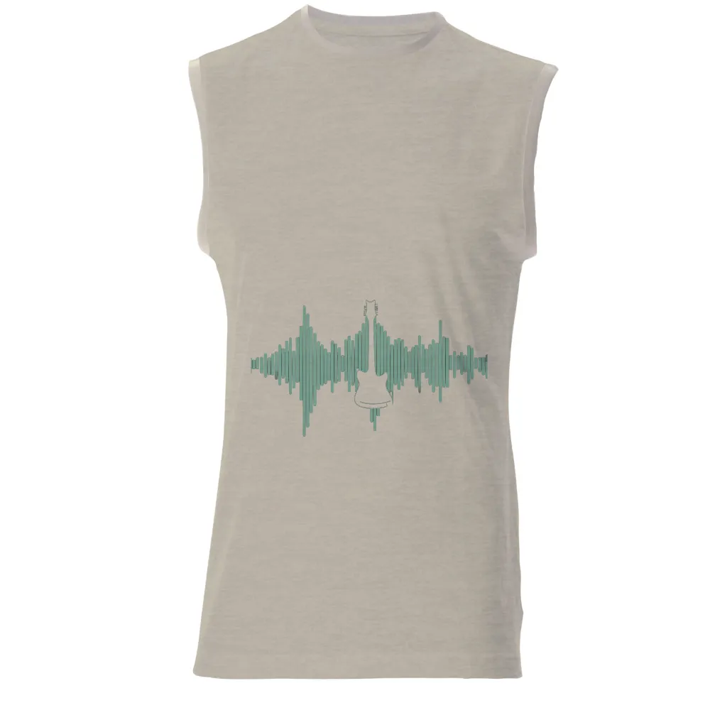 Customized Tee Shirts: Music in Motion - Sound Wave and Electric Guitar Design|acnh music fest shirt