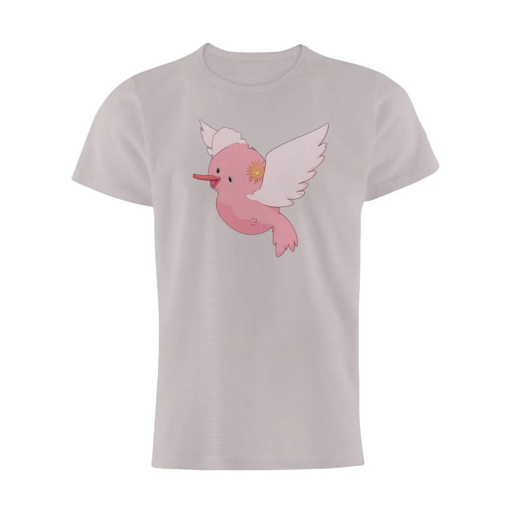 Whimsical Pink Bird with Heart-Shaped Eye Design|valentines day cute shirts