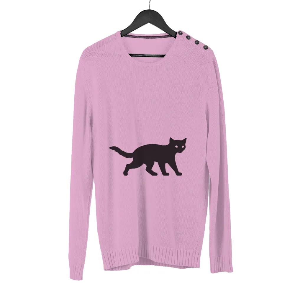 Graphic Tees: Black Cat Silhouette - Mystery and Elegance|henrik lundqvist night