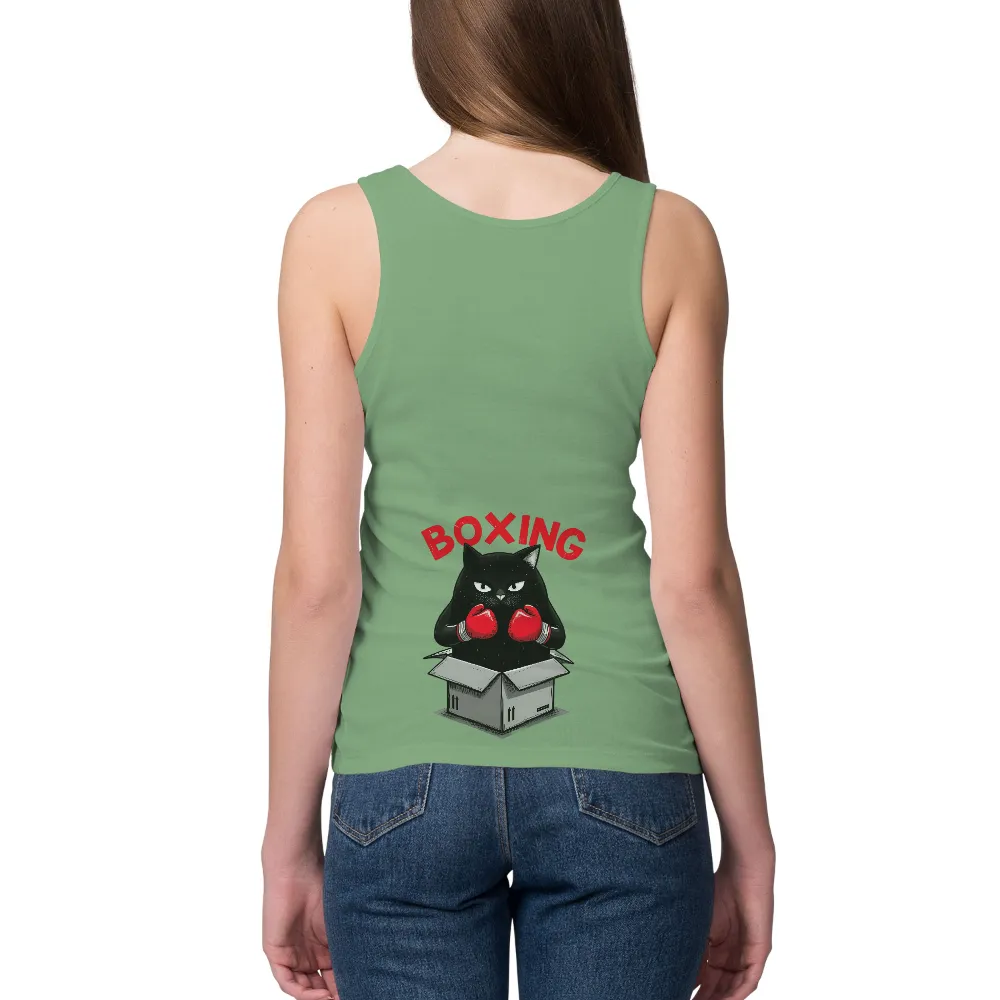 T-Shirts Custom: Black Cat Boxing - Resilience and Humor|warning my sense of humor shirt