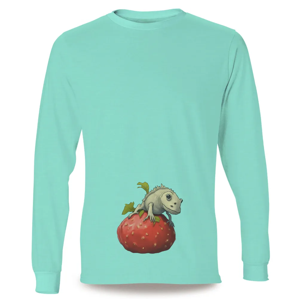 Shirts Graphic Tees: Whimsical Fish on Strawberry - Artistic Design|cute teacher valentine shirts