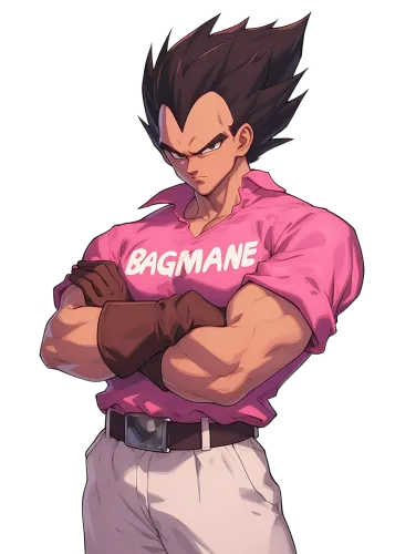 Vegeta in Badman Shirt with Intense Look - dragon ball z badman