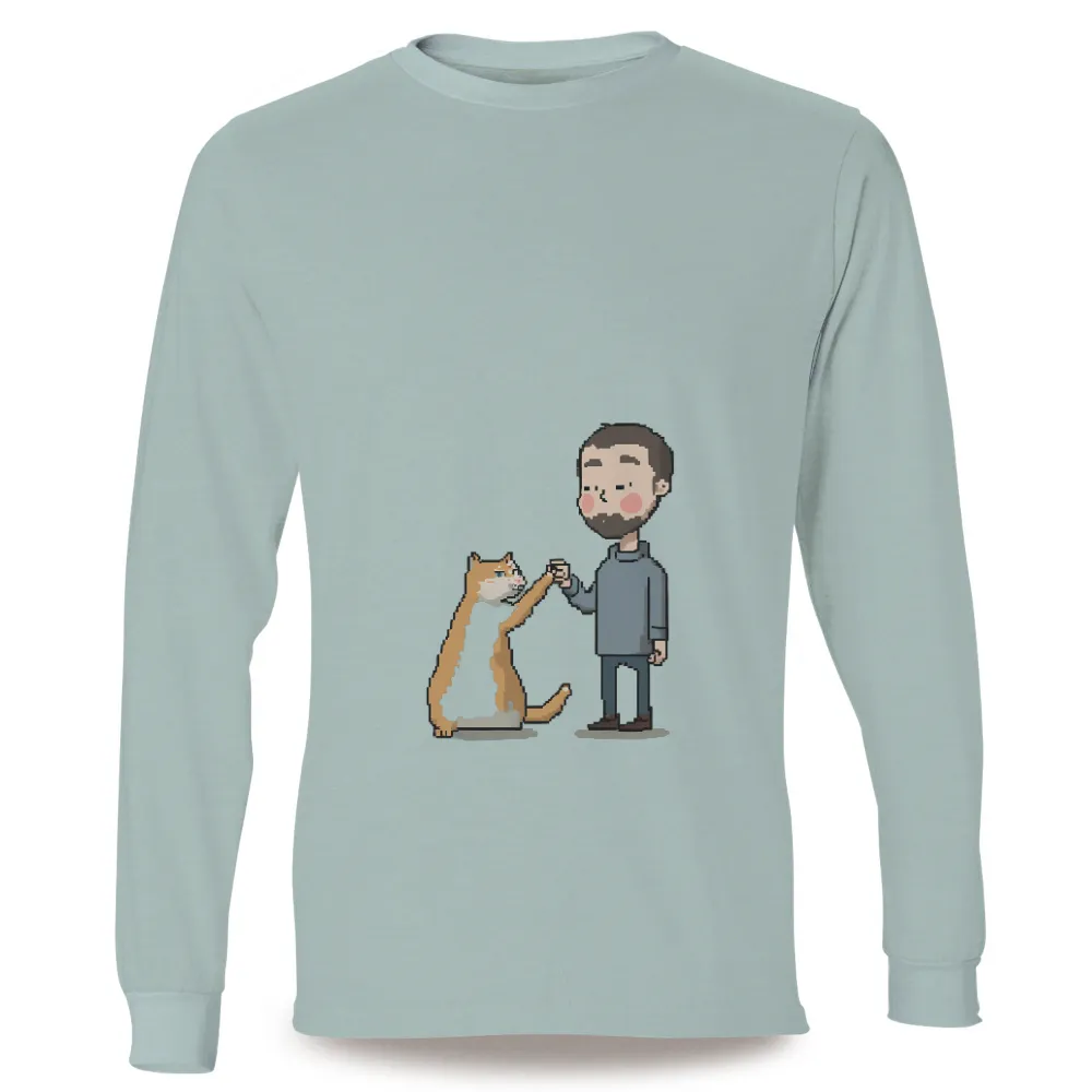 Custom Tee Shirts: Man and Cat Friendship - Pixel Art Design|zach wilson man of the year shirt