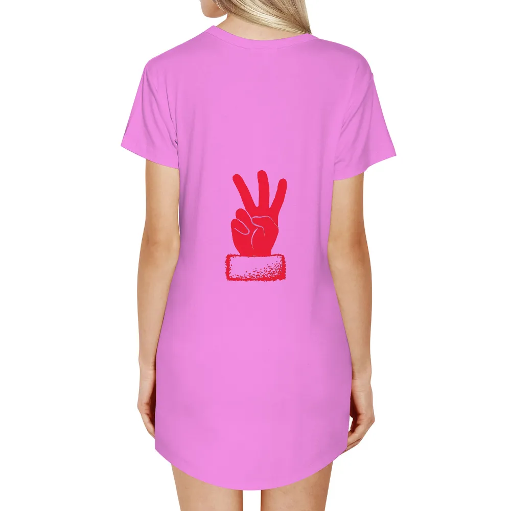 T-Shirts Pattern: Peace Gesture | Unity & Hope|Red hand with three fingers raised