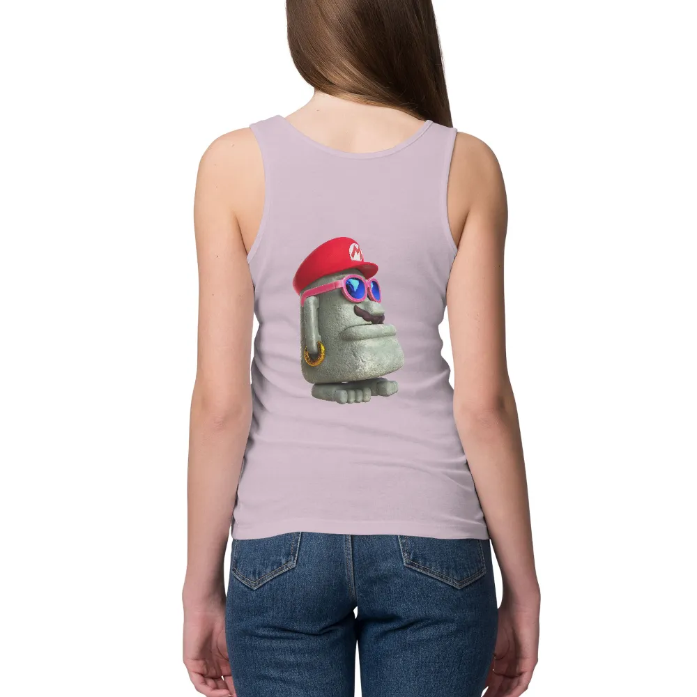 T-Shirt Printing: Goomba's Modern Adventure with Red Hat and Pink Sunglasses|80s style short sleeve shirt