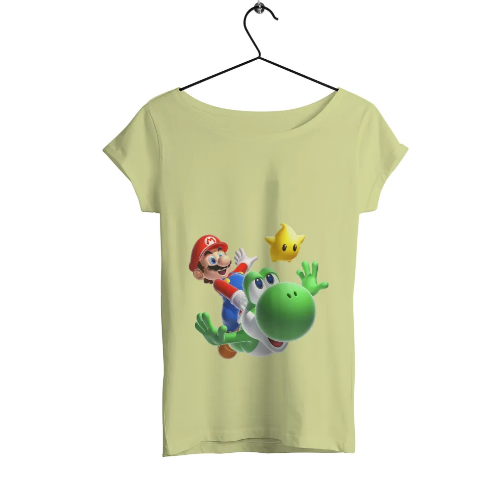 Tee Shirts Printed: Adventure with Mario and Yoshi|super mario t shirt varsity