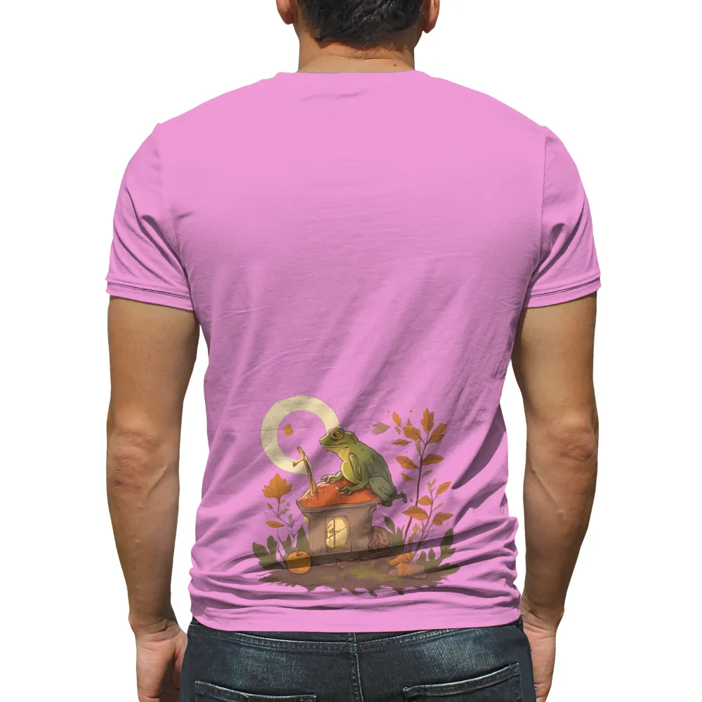 TShirt Design: Enchanted Frog on Mushroom House|sci fi fantasy biker tee