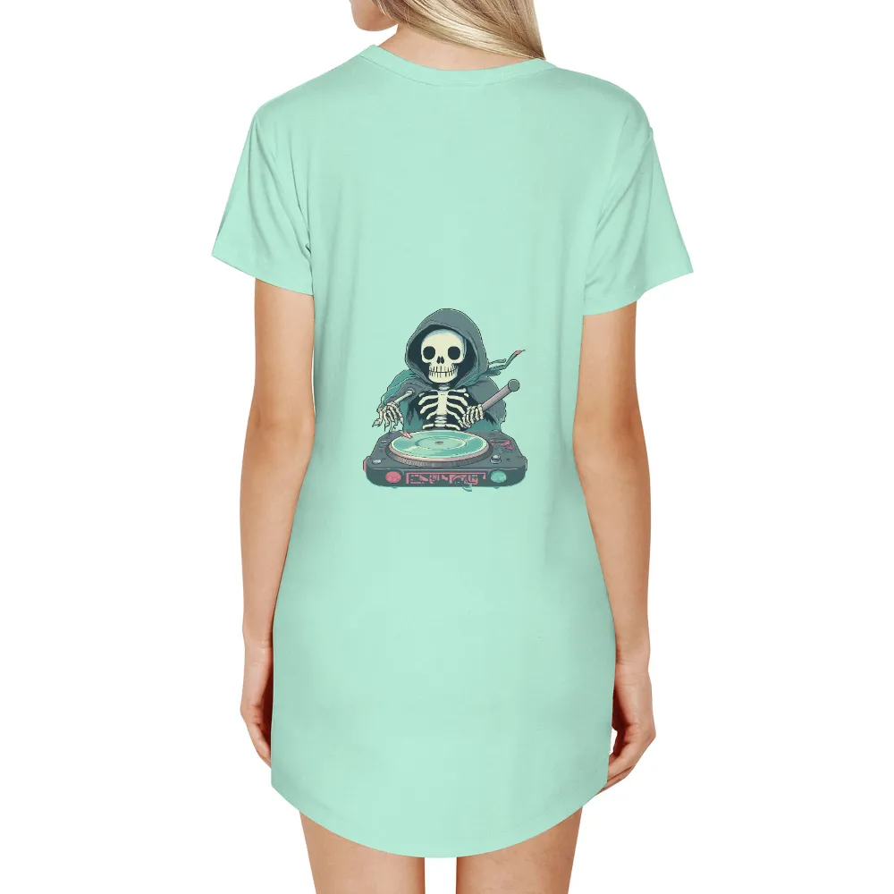 Grim Reaper DJ TShirt Printing - Skeleton Disc Jockey|neon green shirts wholesale