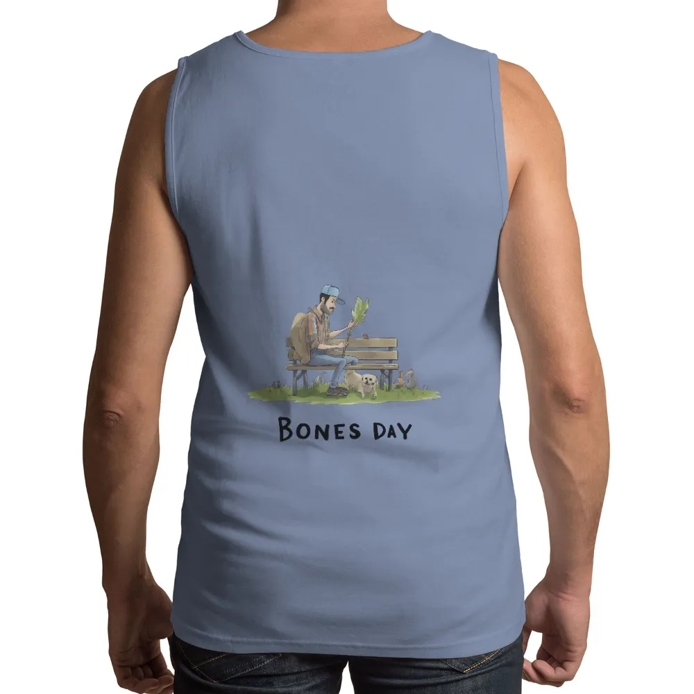 Custom T-Shirt Printing: Embrace Nature's Harmony with Bones Day|Man sitting on a bench