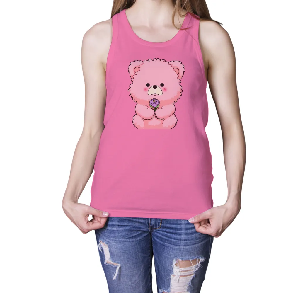 TShirt Design: Pink Bear with Purple Rose - Artistic Love & Innocence|nfl love for damar shirt