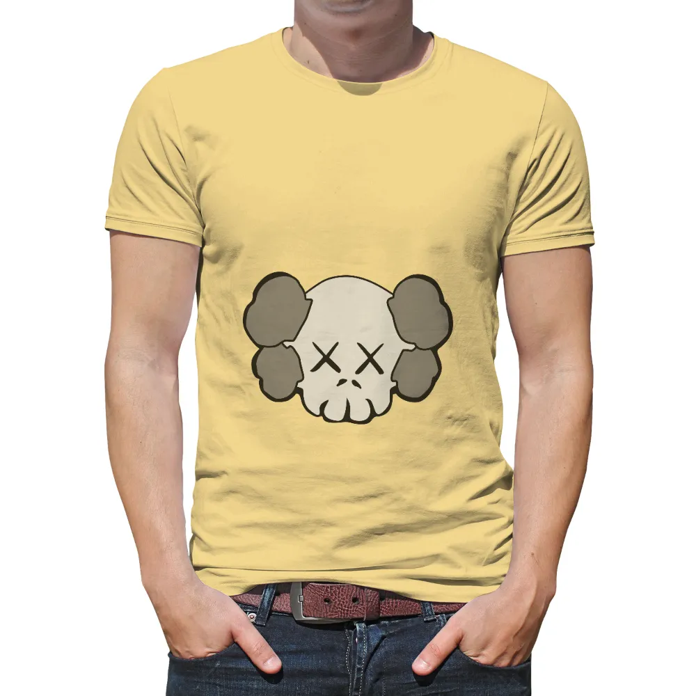 T-Shirts Pattern: Minimalist Skull in Pop Culture Style|neon genesis evangelion meets garfield and friends