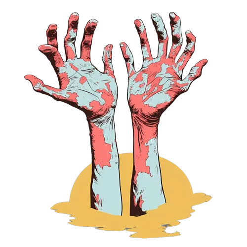 T-Shirts Design: Emerging Hands from the Depths | Horror Art