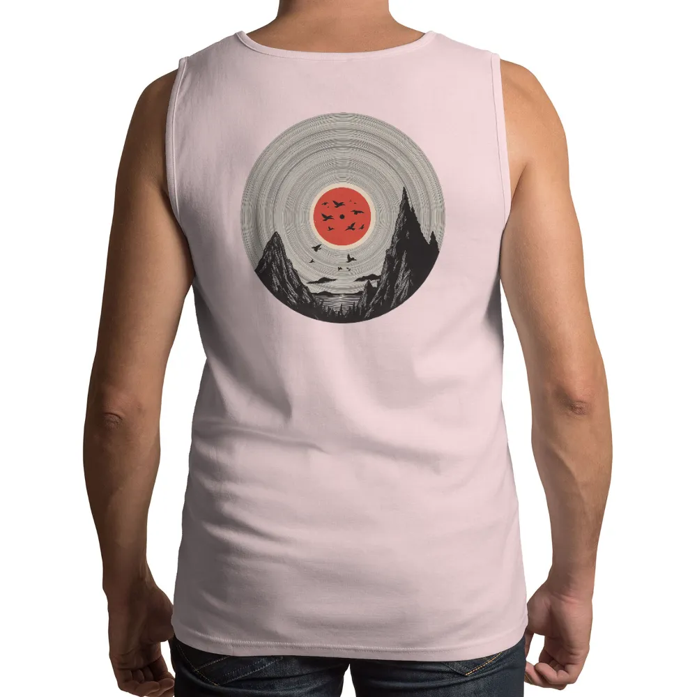 Shirts Graphic Tees: Vinyl Record Mountains Sun Birds Nature Harmony|womens hang ten sun shirt