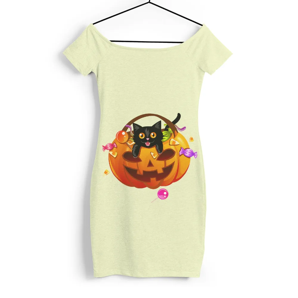 T-Shirts Pattern: Black Cat in a Pumpkin - Halloween Fun|vlone pumpkin shirt