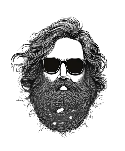 T-Shirts Design: Vintage Style with Long Hair and Sunglasses