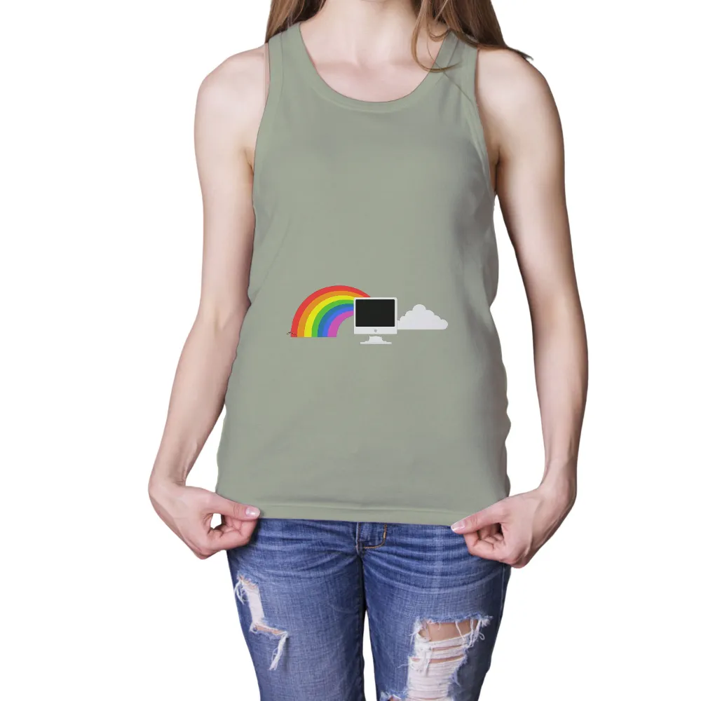 Customized Apparel - Rainbow Tech Dreams: Where Nature Meets Technology|icon rainbow shirt