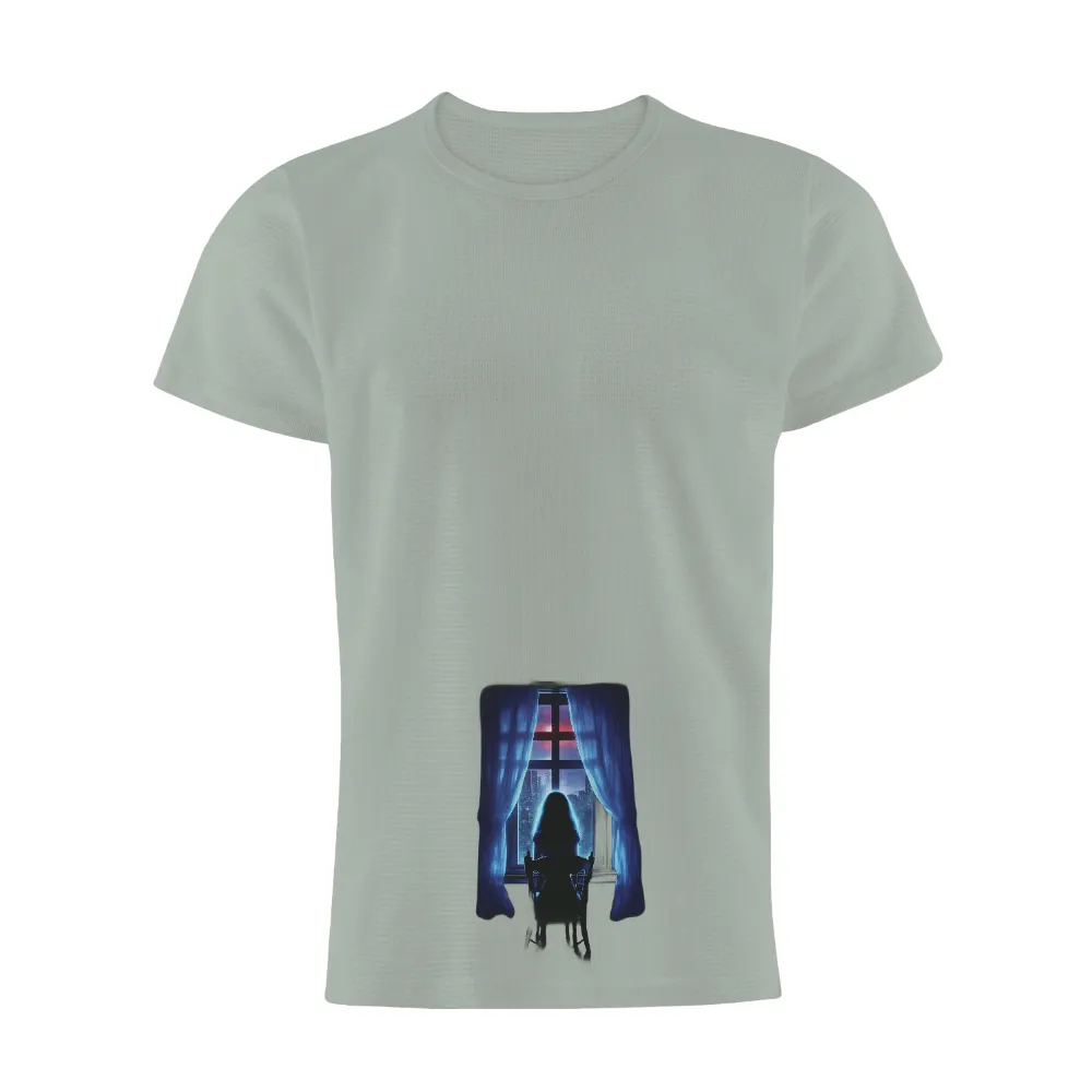 T-Shirts Pattern: Solitude and Reflection in the City| curtains drawn back