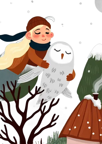 Tee Shirts Printed: Winter Friendship with Snowy Owl