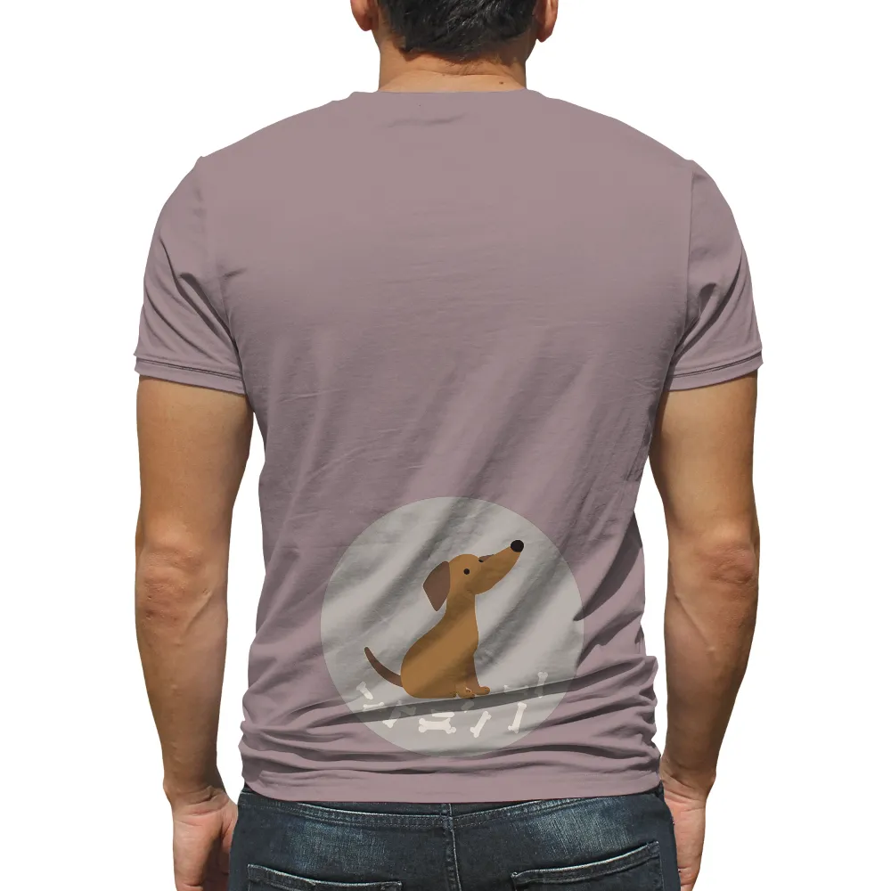 T-Shirts Design: Whimsical Dachshund with Bones - Playful and Happy| playful dog