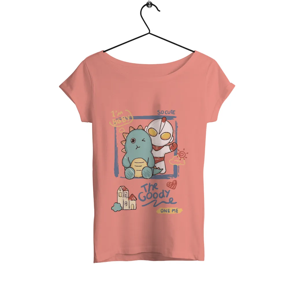 Tee Shirts Printed: Whimsical Friendship - Dinosaur and Hero|nostalgia t shirts online