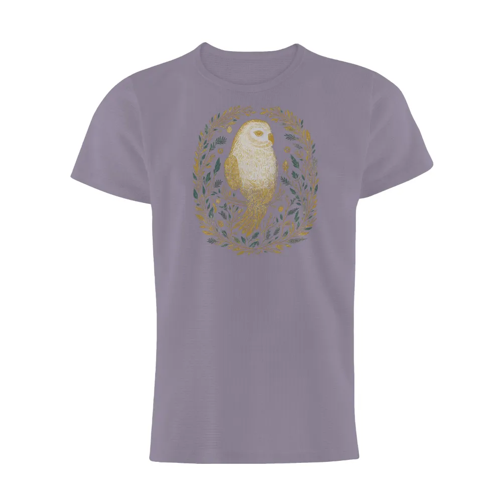 TShirt Design: Snowy Owl Wisdom in Nature|palm leaf print shirt womens