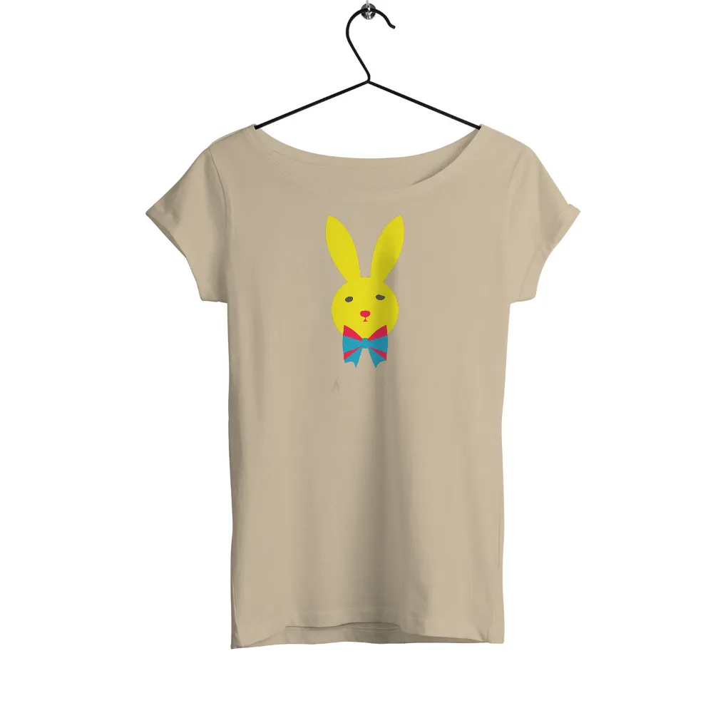 Retro Design: Yellow Bunny with Blue Bow Tie - Vintage-Inspired Charm