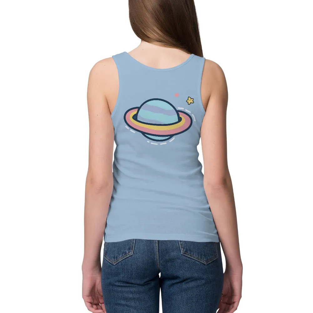 T-Shirts Custom: Cosmic Whimsy - Planet in Pastel Hues|easter pastel shirts