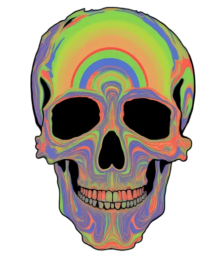 Tee Shirt Printing: Psychedelic Skull - Vibrant Colors and Deep Emotions