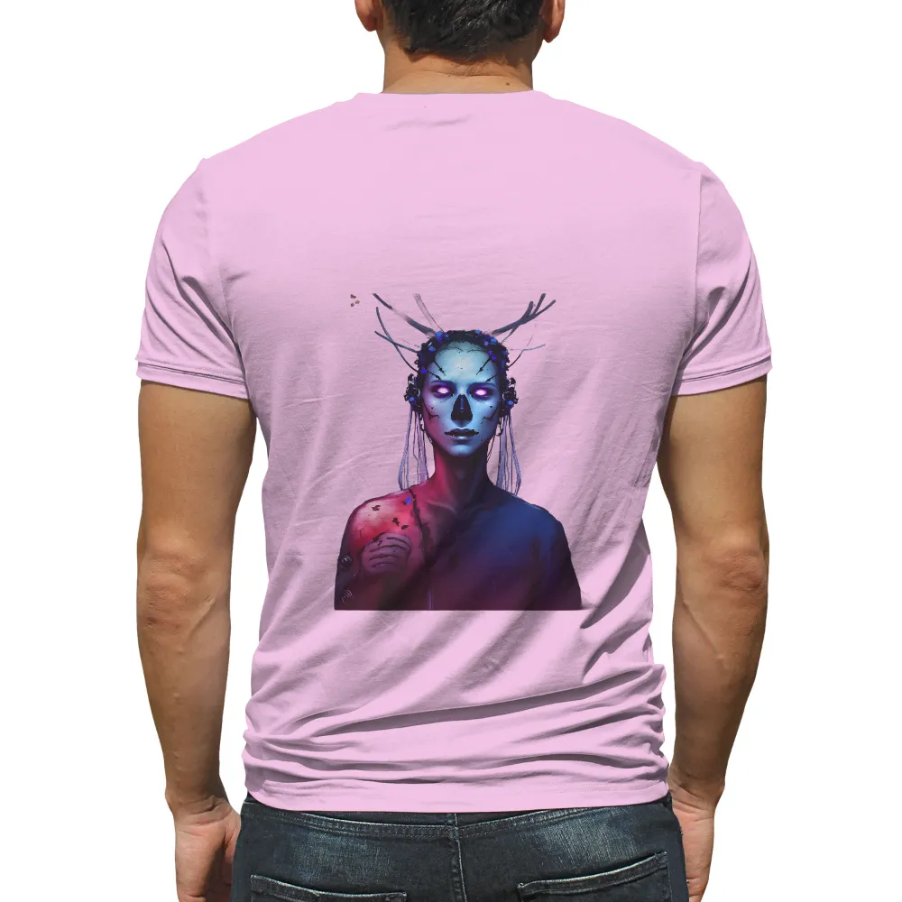 Tee Shirts Printed: Cyberpunk Guardian | Futuristic Technology & Neon Designs Tees| neon-lit city