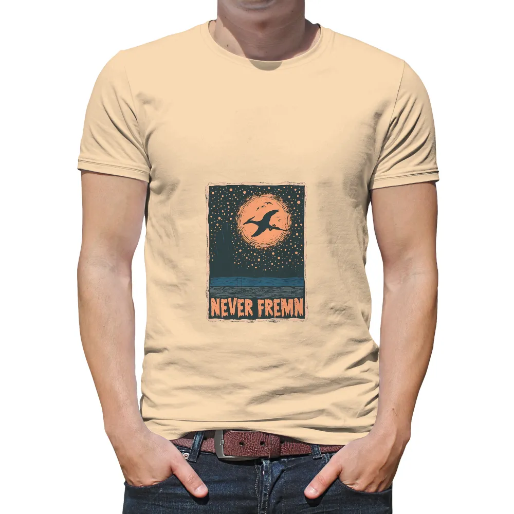 Tee Shirt Printing: Never Give Up - Birds Flying Under Moonlight|old milwaukee t shirt vintage