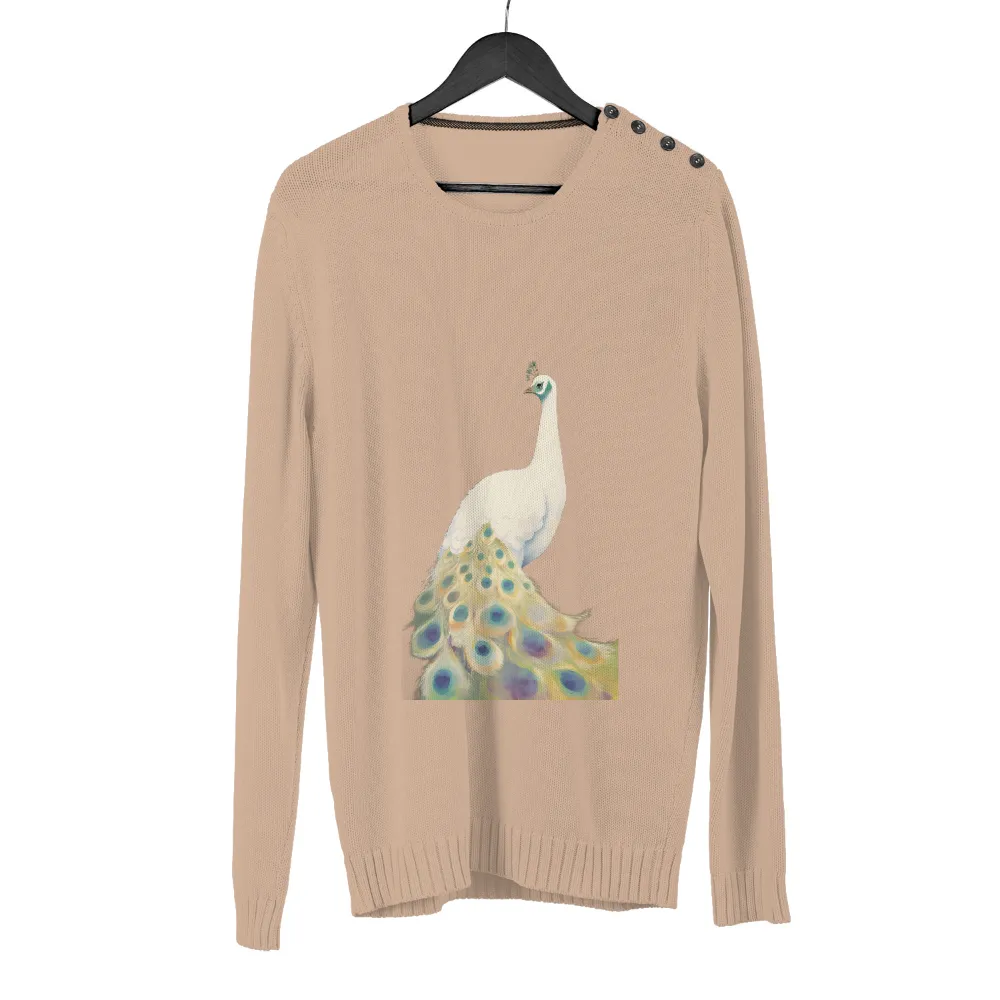 Custom T-Shirt Printing: White Peacock Elegance|t shirt painting on nature