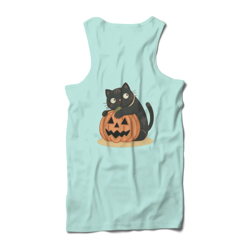 Customized Tee Shirts: Playful Cat with Pumpkin - Halloween Fun|im only talking to my cat today