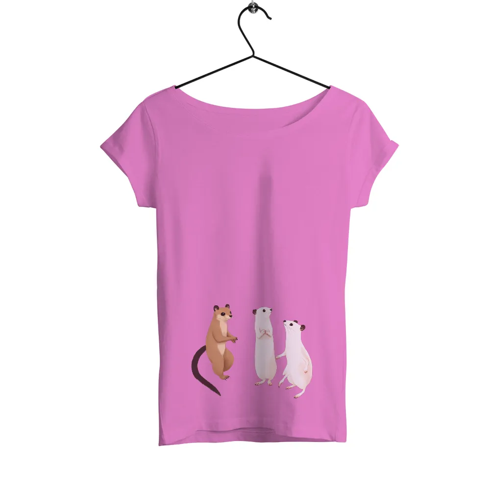 T-Shirts Custom: Whimsical Weasels - Artistic Wildlife Design|freedom is essential t shirt