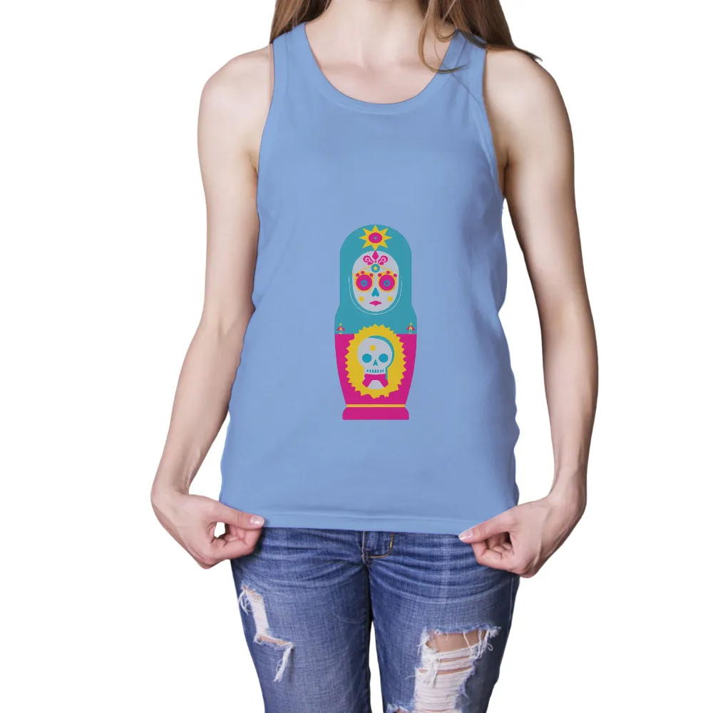 Cultural Fusion: Sugar Skull Matryoshka Art|t shirt pattern for ganpati festival