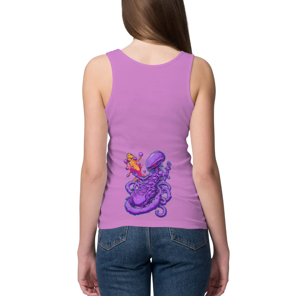 T-Shirts Design: Surreal Fantasy Monster with Tentacles and Glowing Eyes| Blending fantasy and horror