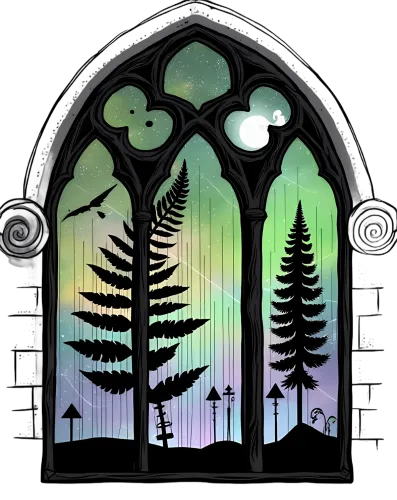 Tee Shirts Printed: Gothic Window to the Night Sky